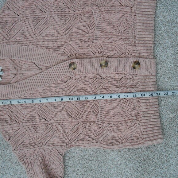 Madewell Cotton Knit Pink Cardigan Sweater V Neck Button Up Women’s Size Small - Picture 6 of 13